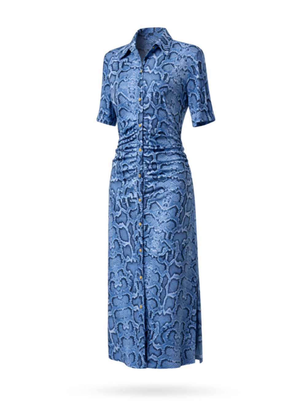 INC International Concepts Size Medium Blue Snake Print Midi Shirt Dress NWT
